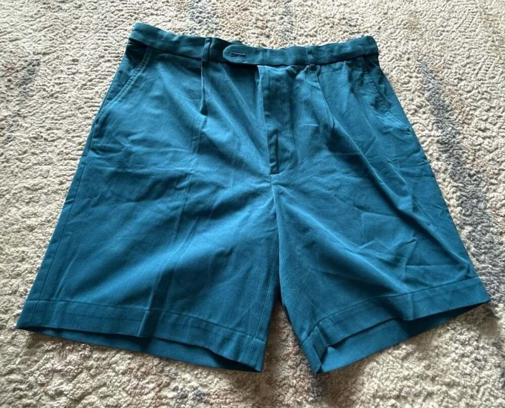 Peter Christian Men's Teal Cotton Tailored Shorts 100% Cotton Size W38